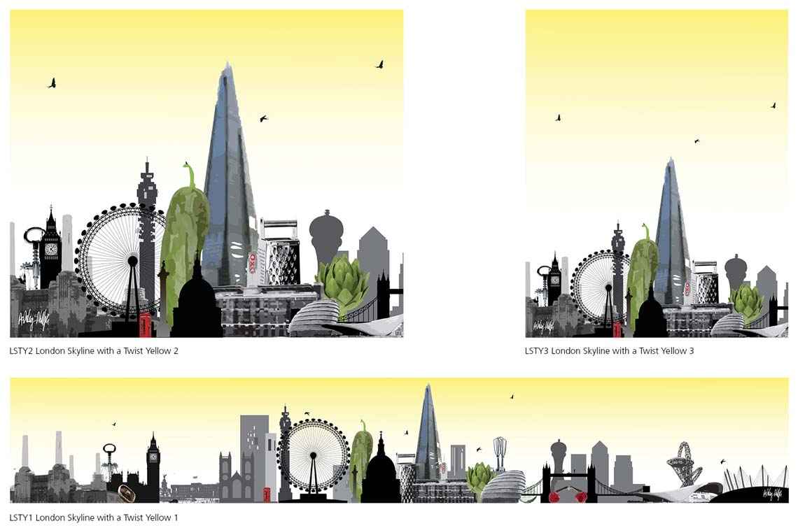 The London Skyline with a Twist Printed on Glass